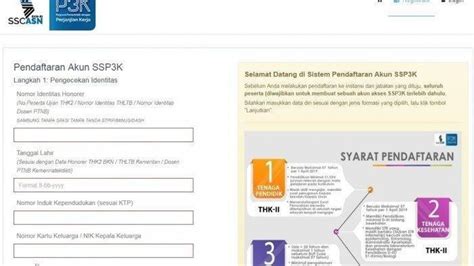 link daftar p3k Link web pendaftaran buat akun awal sama dengan web CPNS yakni melalui SSCASN